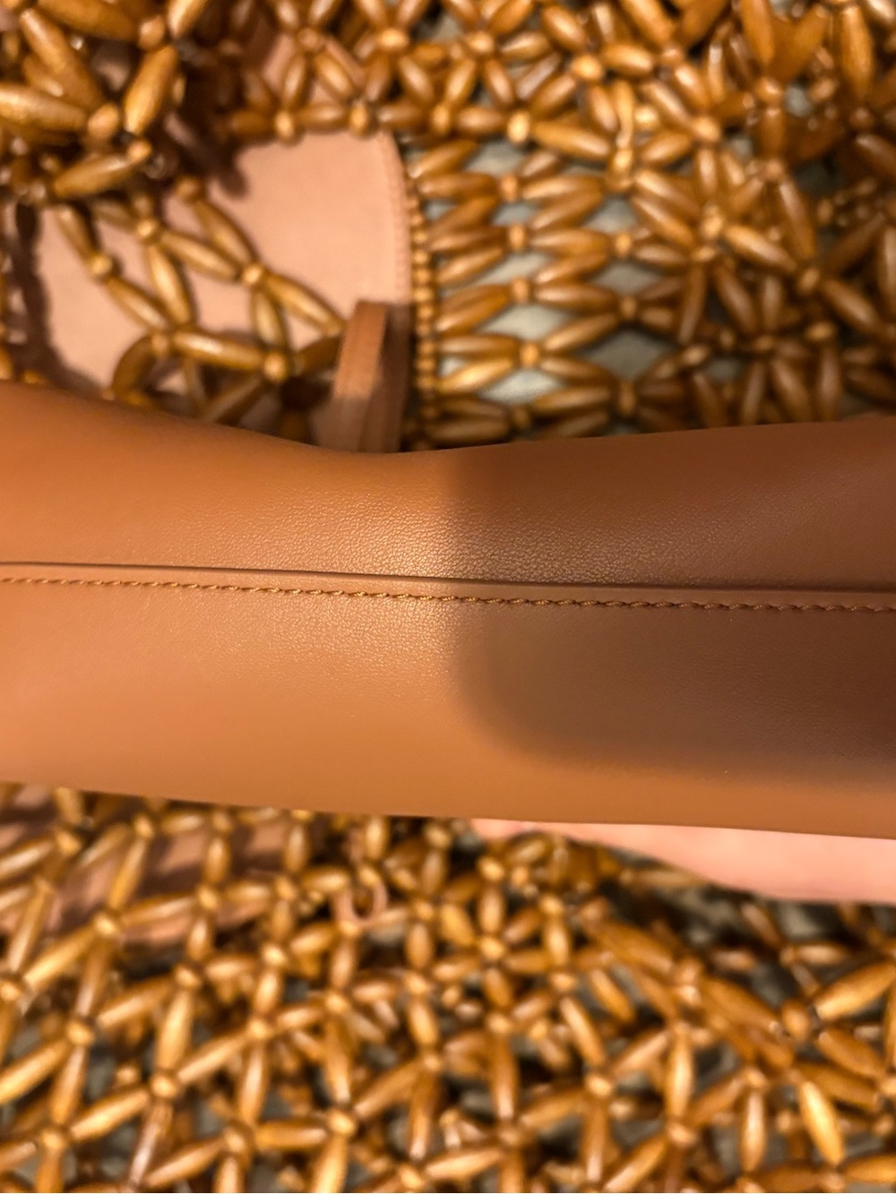 Saint Laurent Brown Woven Wood-Bead Icare medium yacht Tote with Gold YSL Italy - Picture 14 of 15